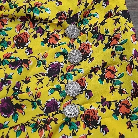 Zara Draped Floral Print Jeweled Mini Skirt - Picture 7 of 17